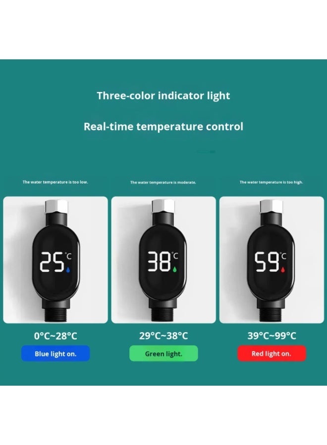 Universal LED Digital Shower Thermometer , Real-Time Water Temperature Display Gauge for Bathroom & Kitchen , Easy Install Monitor in Black - Image 4